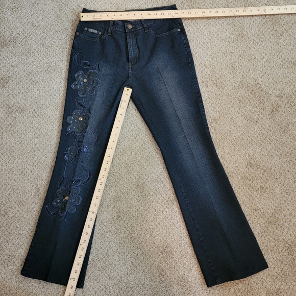 Vintage Daniel Original Jeans Women's Size 11/12 Embroidered Blue Floral - Picture 4 of 7